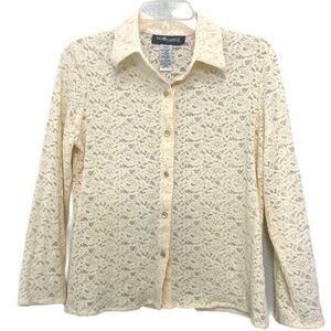 Sag Harbor Petite Lace Long Sleeve Blouse size S